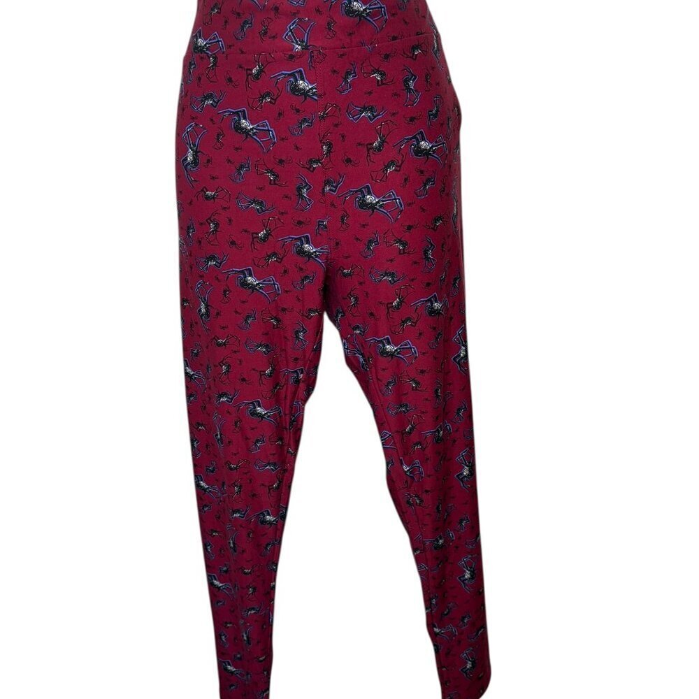 LuLaRoe TC Spider Print Burgundy Leggings NWT Halloween Stretchy - Picture 4 of 6